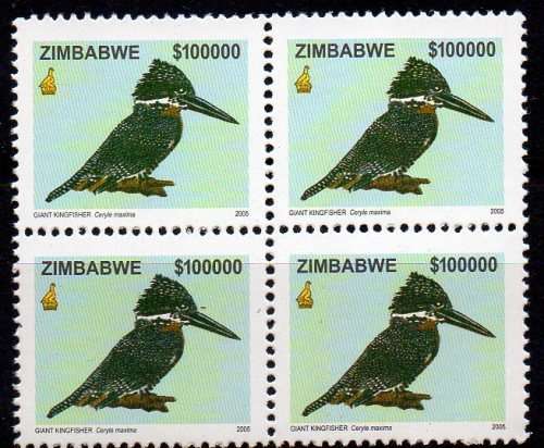 Zimbabwe 2005 MNH Kingfisher um - Top value block Birds Cat SG 32 Pounds!