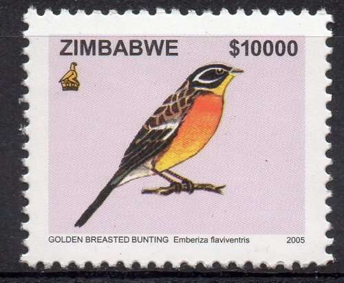 Zimbabwe 2005 MNH Golden-Breasted Bunting um -  Birds