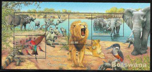 Botswana MNH 2001 Wetlands / Birds / Lion / Elephants MS