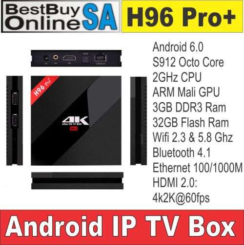 New H96 Pro Plus S912 Octo Core 3G/32G Android 6.0 TV IPTV Box