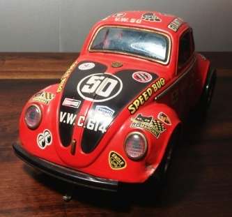 REDUCED!!! LARGE ORIGINAL TIN PLATE TAIYO GIANT KILLER VW BEETLE, RARE!