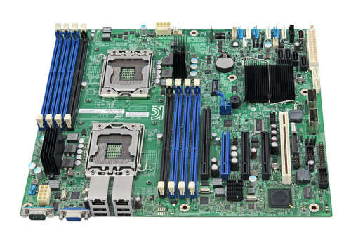 Server Combo - Intel S2400SC Motherboard+2 x Xeon E5-2407v2 CPU+2x HeatSink+16GB ECC Ram+GPU