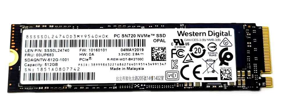 WESTERN DIGITAL PC SN720 NVMe 512GB SSD ** GOOD CONDITION ** WARRANTY **
