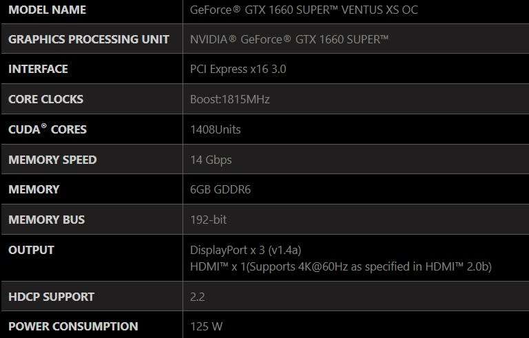MSI GTX 1660 SUPER VENTUS XS OC 6GB ** GAMING GRAPHICS CARD ** EXCELLENT CONDITION ** WARRANTY **