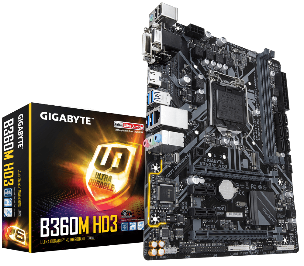 GIGABYTE B360M HD3 * GAMING MOTHERBOARD ** GOOD CONDITION ** WARRANTY **