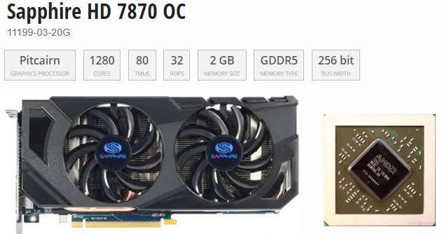 SAPPHIRE HD 7870 OC 2GB ** GAMING GRAPHICS CARD ** GOOD CONDITION ** WARRANTY **