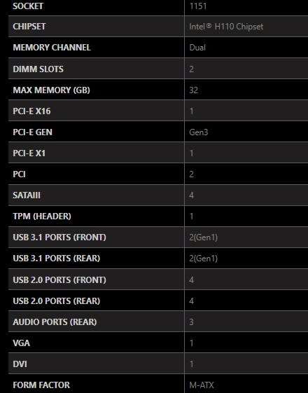 MSI H110M PRO-VDL ** MOTHERBOARD ** GOOD CONDITION ** WARRANTY **
