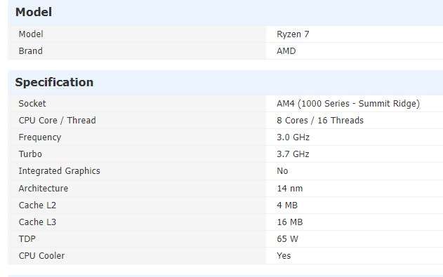Amd Ryzen 7 1700 - Desktop Processor - Good Condition - Warranty