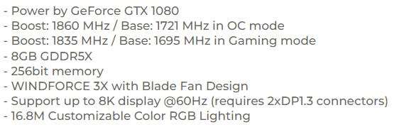 GIGABYTE GTX 1080 8G GAMING G1 GRAPHICS CARD **EXCELLENT CONDITION **WARRANTY**