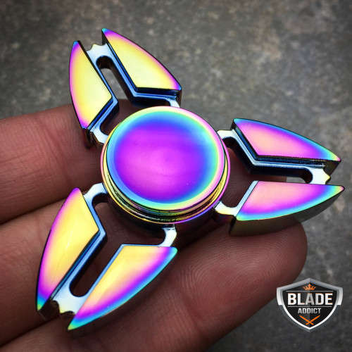 RAINBOW Tri Fidget Hand Spinner Triangle Torqbar Brass Finger Toy Focus ADHD