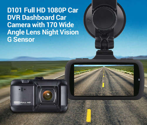 D101 Full HD 1080P Car DVR Dashboard Car Camera with 170 Wide Angle Lens Night Vision G Sensor