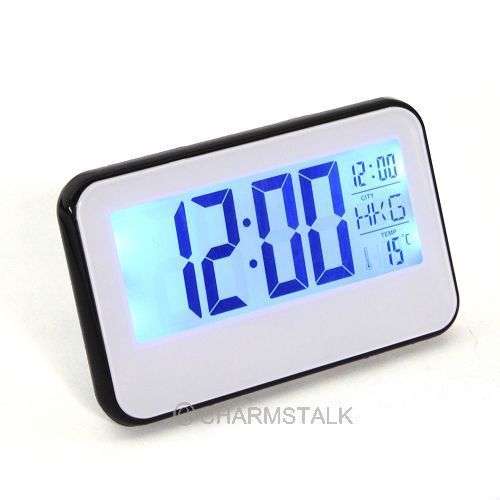 New Digital Voice Control Back-Light LCD Clock Calendar Temp Alarm Display Home