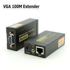 VGA & AUDIO EXTENDER 1920×1440 HD 100M CAT5E / 6-568B NETWORK CABLE SENDER RECEIVER ADAPTER (BLACK)