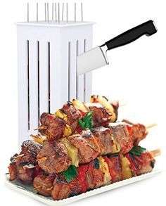 Brochette Express 32 Bamboo Skewers Food Slicer BBQ Grill Shish Kebab Maker Kit 663