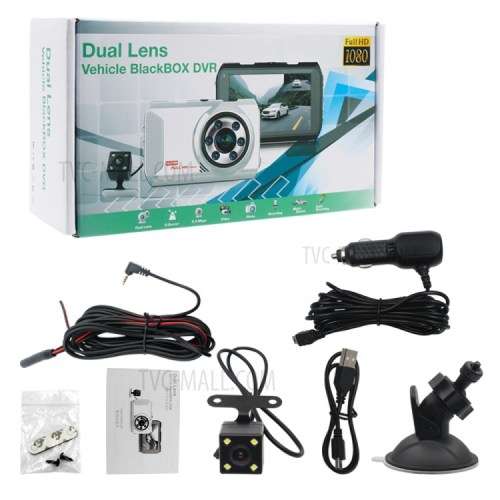 Dual Lens Car Black Box 6 IR Light Good Night Vision G-Sensor Full HD 1080P DashCam 2 Cameras Video