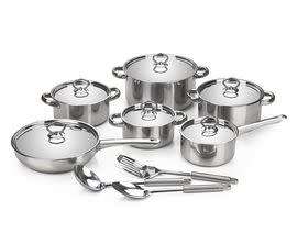 15-Piece Satin Finish Heavy Bottom Stainless Steel Induction Ready Cookware Set
