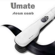 Umate Professional Steam 3D Comb Hair Straightener Brush with LCD Display