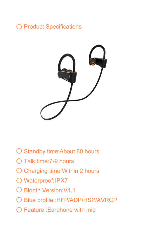 Wireless Headphones Bluetooth Waterproof Sports Headset with Mic Headphones