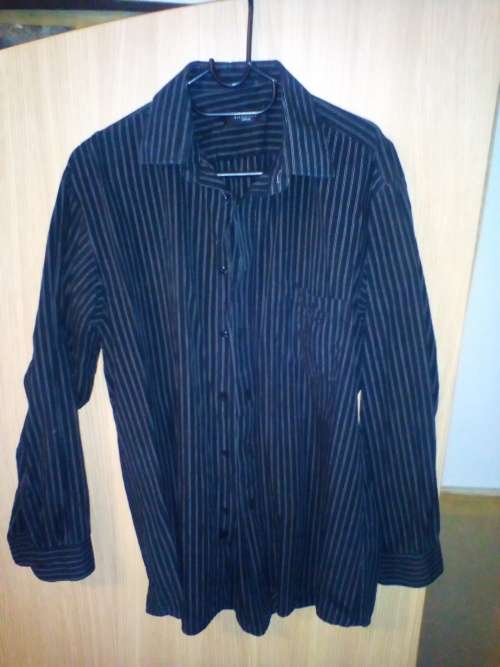 Signature Classic black with gold pin stripe long sleeve shirt