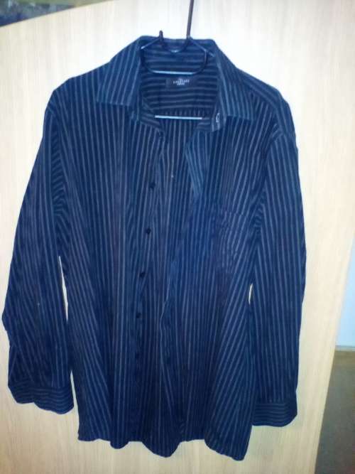 Signature Classic black with gold pin stripe long sleeve shirt