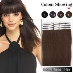 22 "MEDIUM BROWN (Col #4). Full Head Tape in Human Hair Extensions. 20pieces ,4cm*0.8cm/piece . 50g