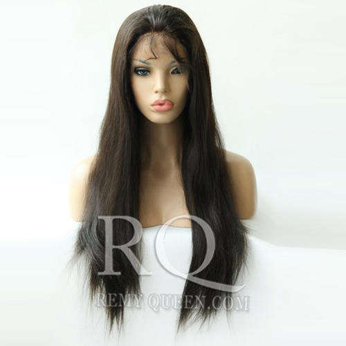 Remy Queen 10"/25cm Swiss Lace Front Wig 100% Indian Remy Human Straight Hair 1b# Off Black