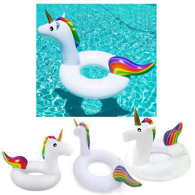 Giant Inflatable Rainbow Unicorn Water Float Raft Summer Swim Pool Beach Ring