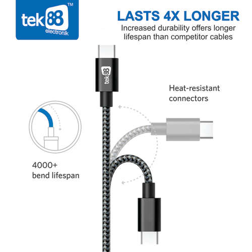 Tek88 Nylon Braided Type-C (USB-C) to USB Cable 5ft/ 1.5m