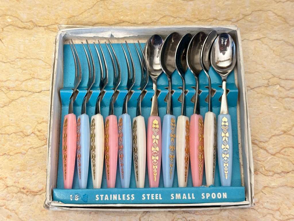 Beautiful Vintage Cocktail Spoon & Fork Set  12pc (Rare Find)