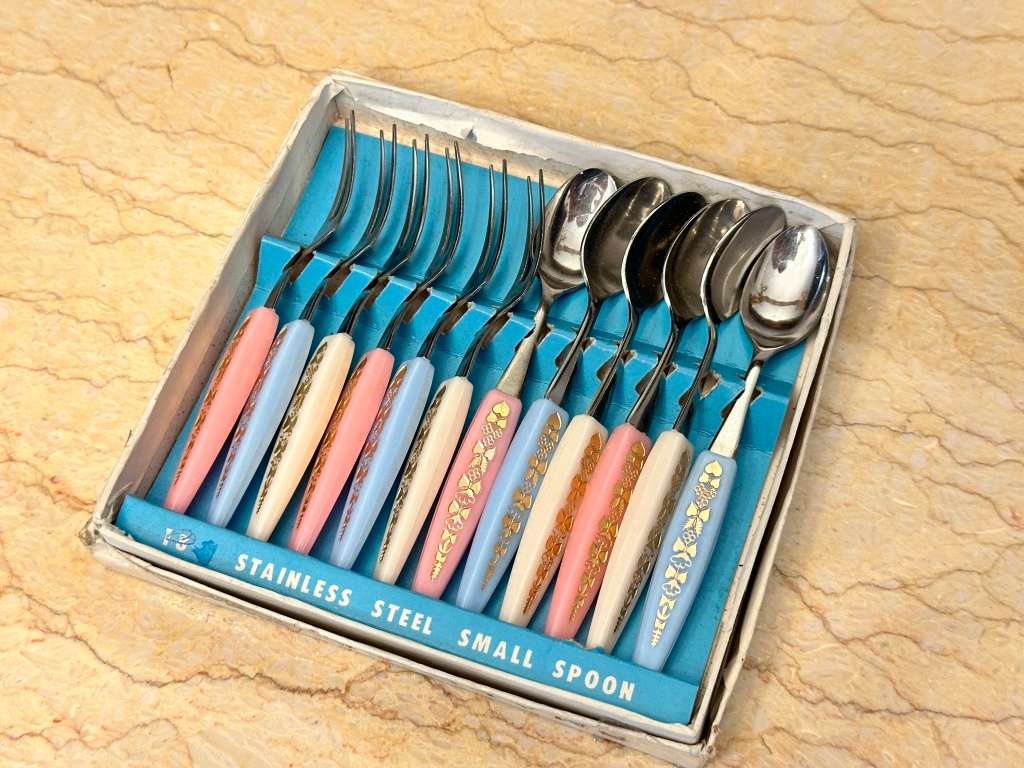 Beautiful Vintage Cocktail Spoon & Fork Set  12pc (Rare Find)