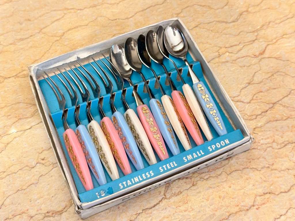 Beautiful Vintage Cocktail Spoon & Fork Set  12pc (Rare Find)