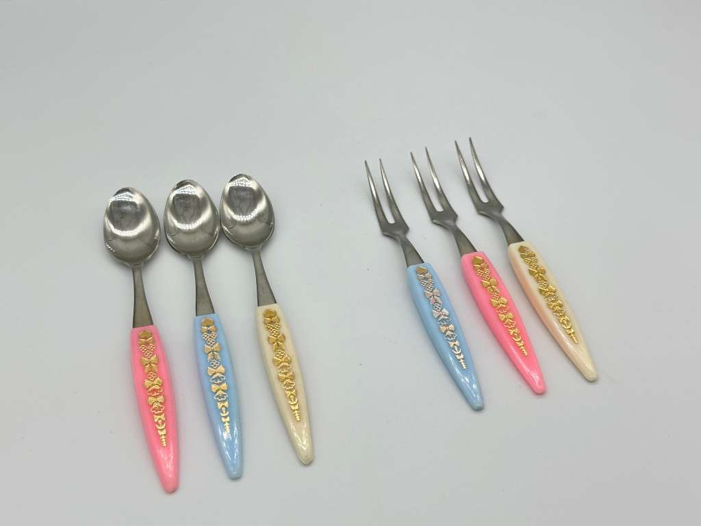 Beautiful Vintage Cocktail Spoon & Fork Set  12pc (Rare Find)