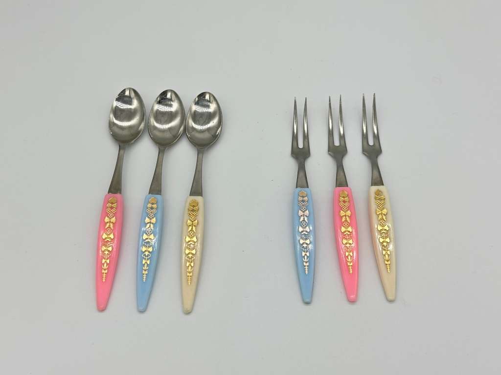 Beautiful Vintage Cocktail Spoon & Fork Set  12pc (Rare Find)
