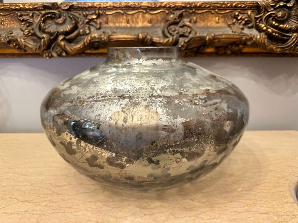 Vintage Designer Silver Etched Large Display Vase
