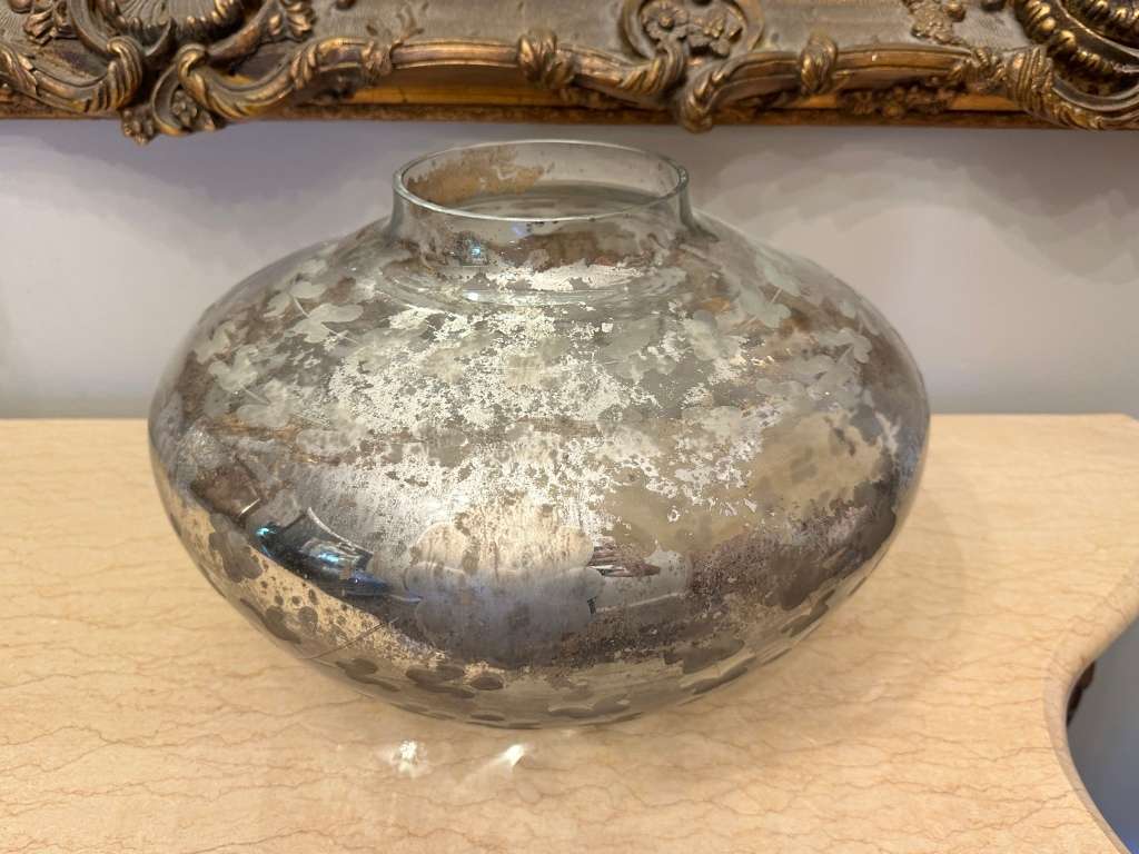 Vintage Designer Silver Etched Large Display Vase