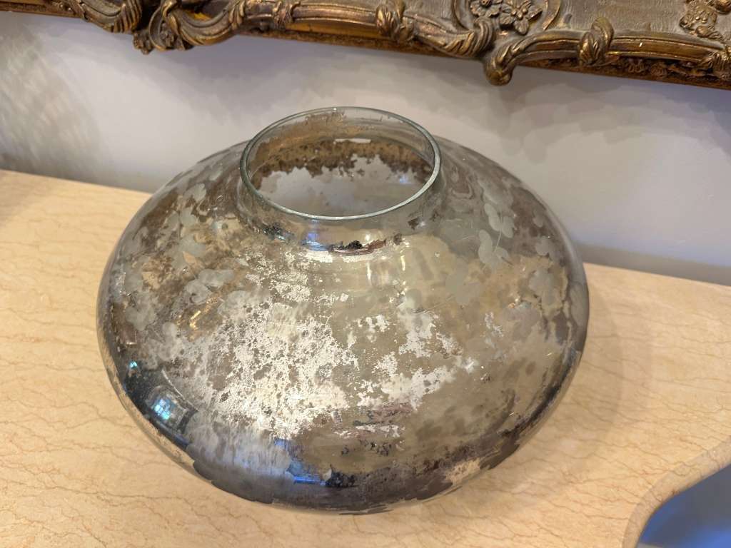 Vintage Designer Silver Etched Large Display Vase