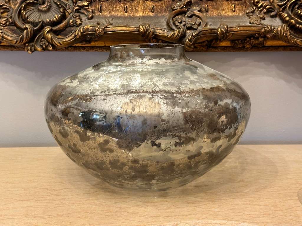 Vintage Designer Silver Etched Large Display Vase