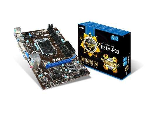 MSI Intel H81M-P33 H81 Chipset, Socket 1150 Motherboard