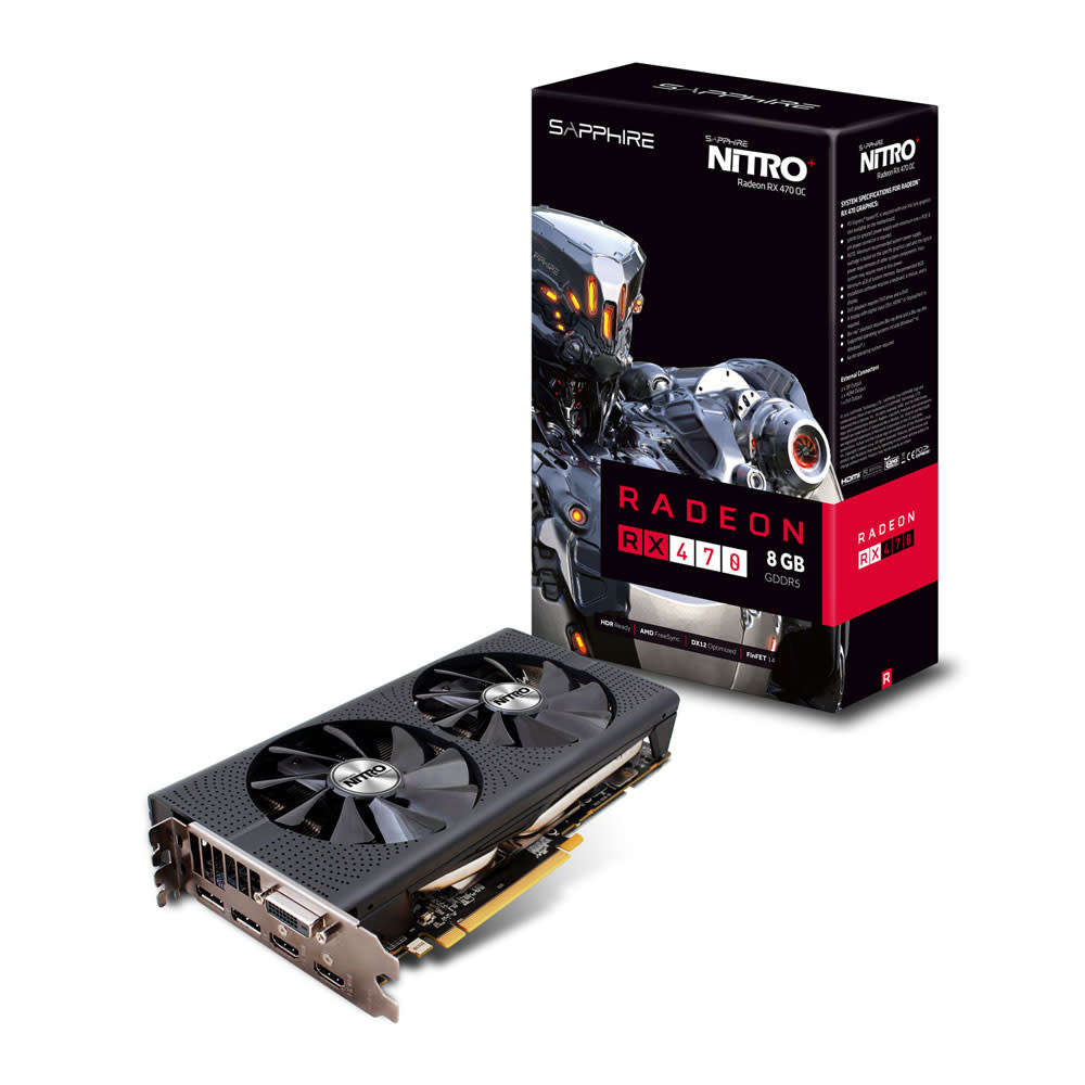 Sapphire RX 470 Nitro 8GB GDDR5 OC Edition Graphics Card / 2048 Stream Processor / DirectX 12