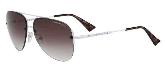 EMPORIO ARMANI UNISEX AVIATORS SILVER/WHITE  **AUTHENTIC WITH CERTIFICATE**