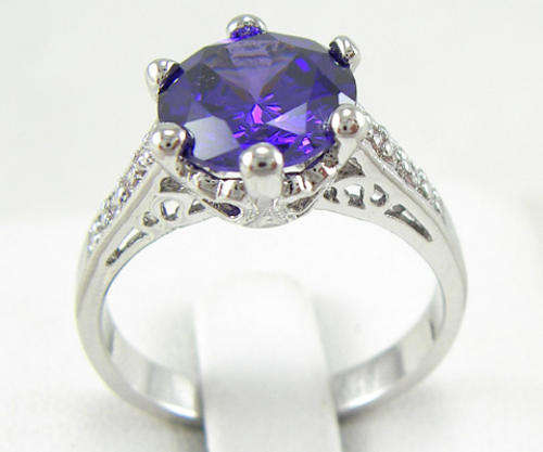 Spectacular 14kt white gold and 3.5ct lab tanzanite ring.