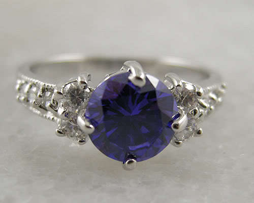 Beautiful 14kt white gold and 1.95ct lab tanzanite ring.