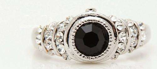 Beautiful 9kt white gold GP and 0.8ct black lab diamond ring.