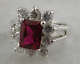 Stunning 14kt white gold GP and simulated ruby ring.