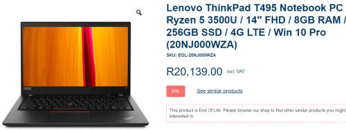 **BARGAIN BUY** LENOVO THINKPAD T495 AMD RYZEN 5 GAMING MONSTER 8GB RAM, 256GB SSD-GRAB IT 4RM R5999
