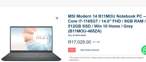 **BARGAIN BUY** MSI MODERN 14 11th GEN i7, 8GB RAM, 512GB SSD -WORTH R17k -GRAB IT@ JUST R7999!!!