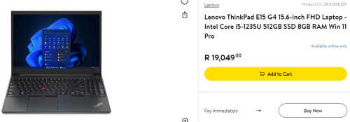 **BARGAIN BUY** MINT LENOVO THINKPAD E15 12th GEN i5, 8GB RAM, 512GB SSD-WORTH R19k-GRAB IT @R8999!