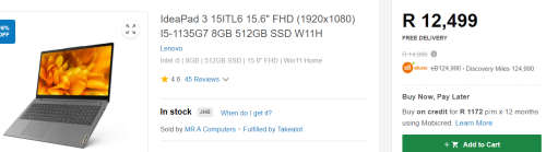 **BARGAIN BUY** MINT LENOVO IDEAPAD 3 11th GEN i5, 8GB RAM, 512GB SSD - WORTH R12k -GRAB IT@ R7499!!