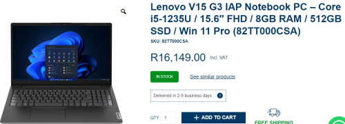 **BARGAIN BUY** LENOVO V15 G3 LATEST 12th GEN i5, 8GB RAM, 512GB SSD -WORTH R16000-GRAB IT@R7999!!!!