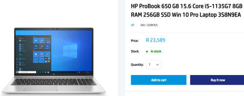 HP ProBook 650 G8 11th Gen Core i5, 8GB RAM, 512SSD